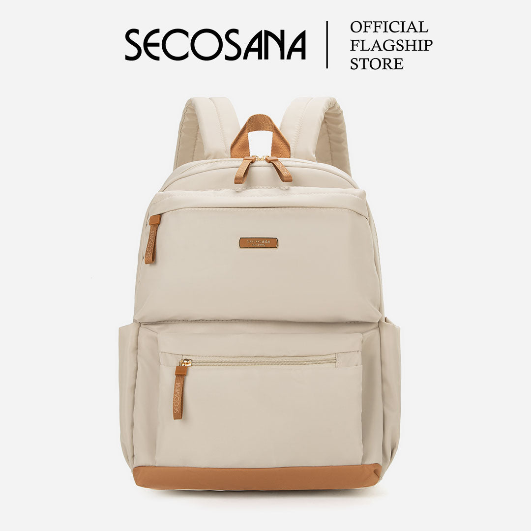 SECOSANA Bellarose Plain Simple Casual Laptop Backpack