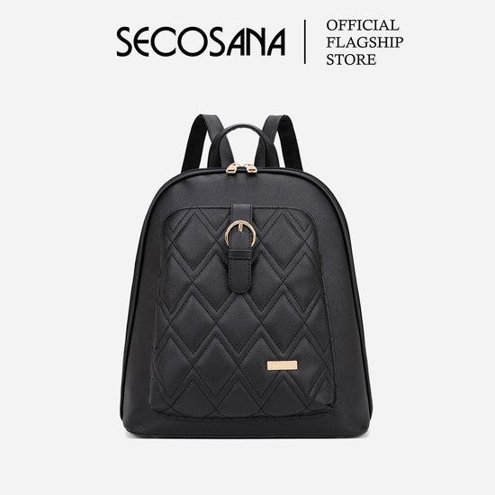 SECOSANA Ciennie Plain Simple Quilted Backpack