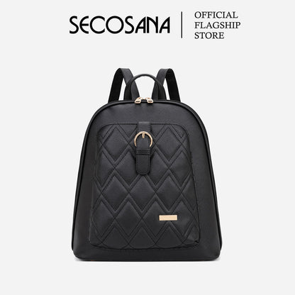 SECOSANA Ciennie Plain Simple Quilted Backpack
