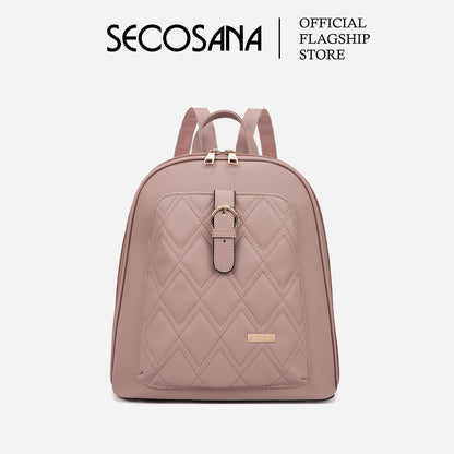 SECOSANA Ciennie Plain Simple Quilted Backpack