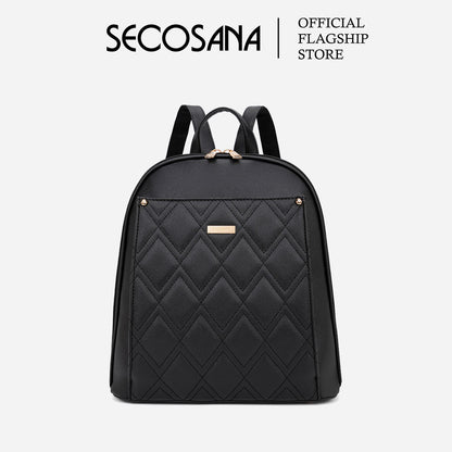 SECOSANA Cienna Plain Simple Quilted Backpack