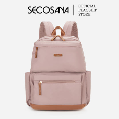 SECOSANA Bellarose Plain Simple Casual Laptop Backpack