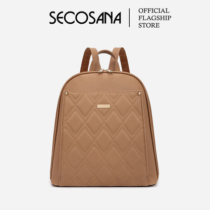SECOSANA Cienna Plain Simple Quilted Backpack
