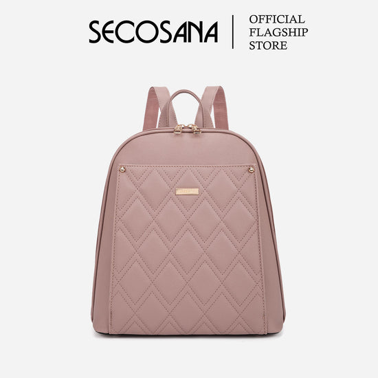 SECOSANA Cienna Plain Simple Quilted Backpack