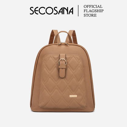 SECOSANA Ciennie Plain Simple Quilted Backpack